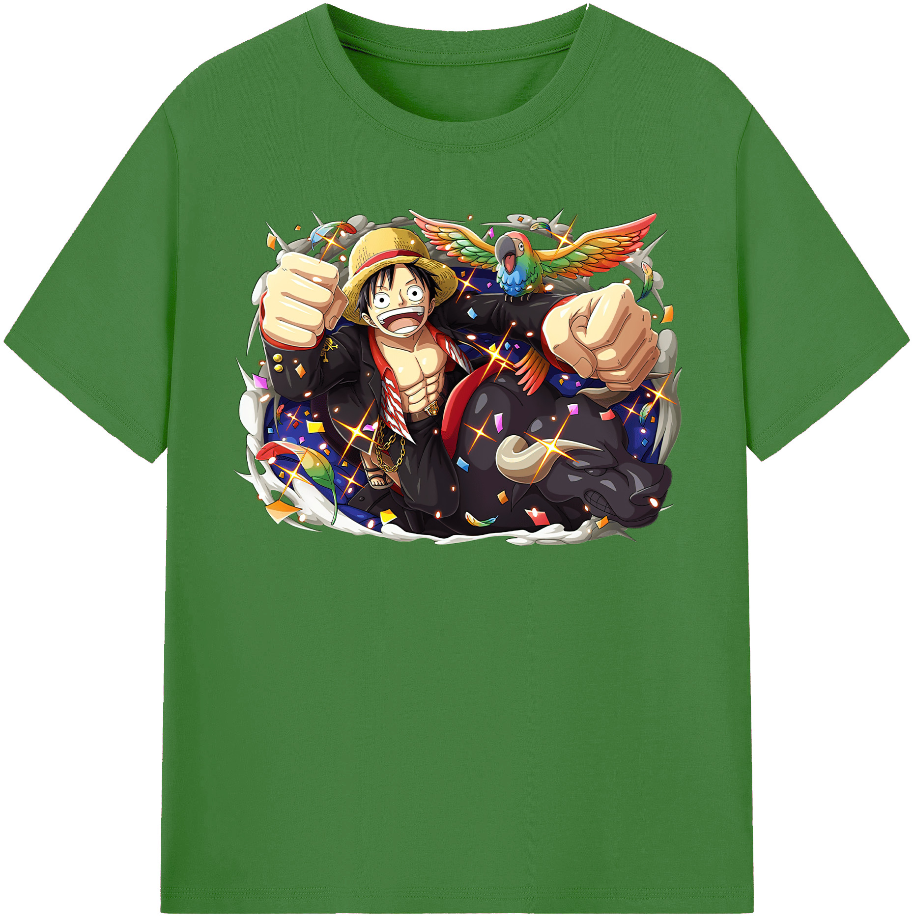 ワンピース モンキー・D・ルフィ ONE PIECE Monkey D. Luffy レディースカジュアルプリントTシャツ（綿100％）